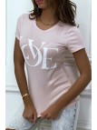 T-shirt basique rose près du corps inscription "Love"