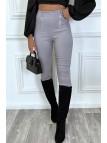 Pantalon slim gris taille haute à zip