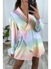 Robe cache coeur tie and dye col revers