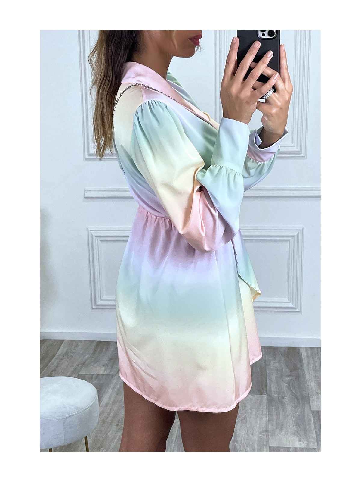Robe cache coeur tie and dye col revers