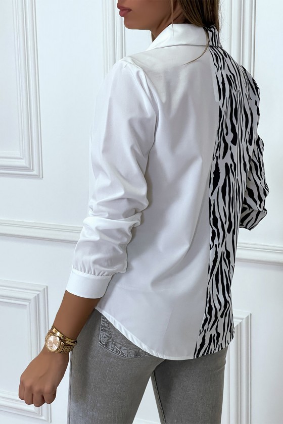 Chemise bicolor à carreaux blanc et noir zebré