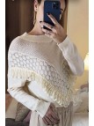 Pull beige col montant femme