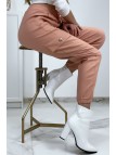 Pantalon treillis rose en strech avec poches - 7