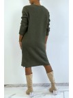 Longue robe pull kaki composé de laine et de mohair - 5