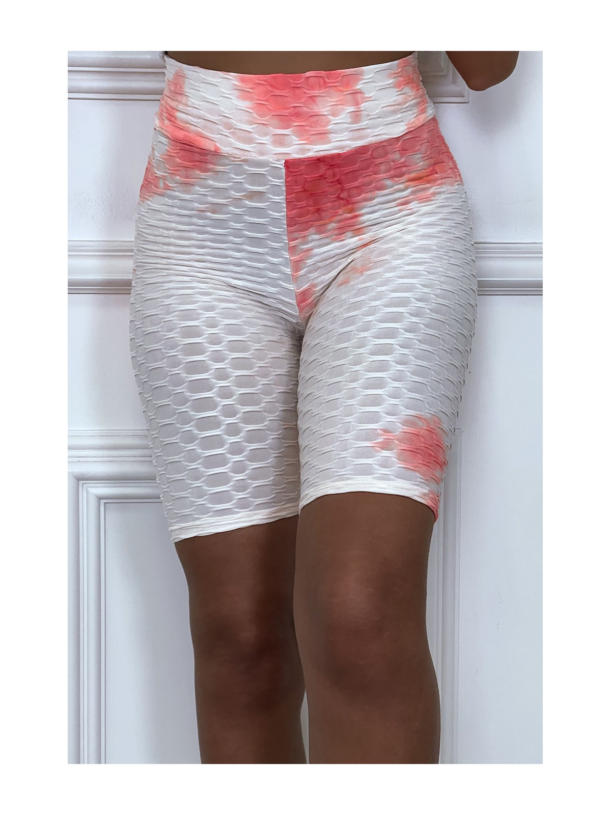 Cycliste tie and dye corail push-up et anti-cellulite - 2