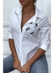 Chemise blanche à manches longues avec imprimé - 3