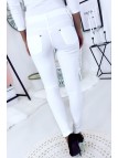 Pantalon slim Blanc, basic avec poche avant et arrière - 2