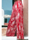 Pantalon palazzo rouge imprimé tropical - 1