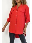 Chemise rouge très chic avec poche au buste - 1