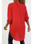 Chemise rouge très chic avec poche au buste - 4