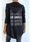 Gilet à capuche noir avec lacet et écriture LOS ANGELES au dos - 6