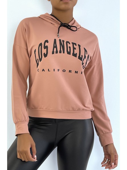 Sweat à capuche rose avec écriture LOS ANGELES CALIFORNIA - 1