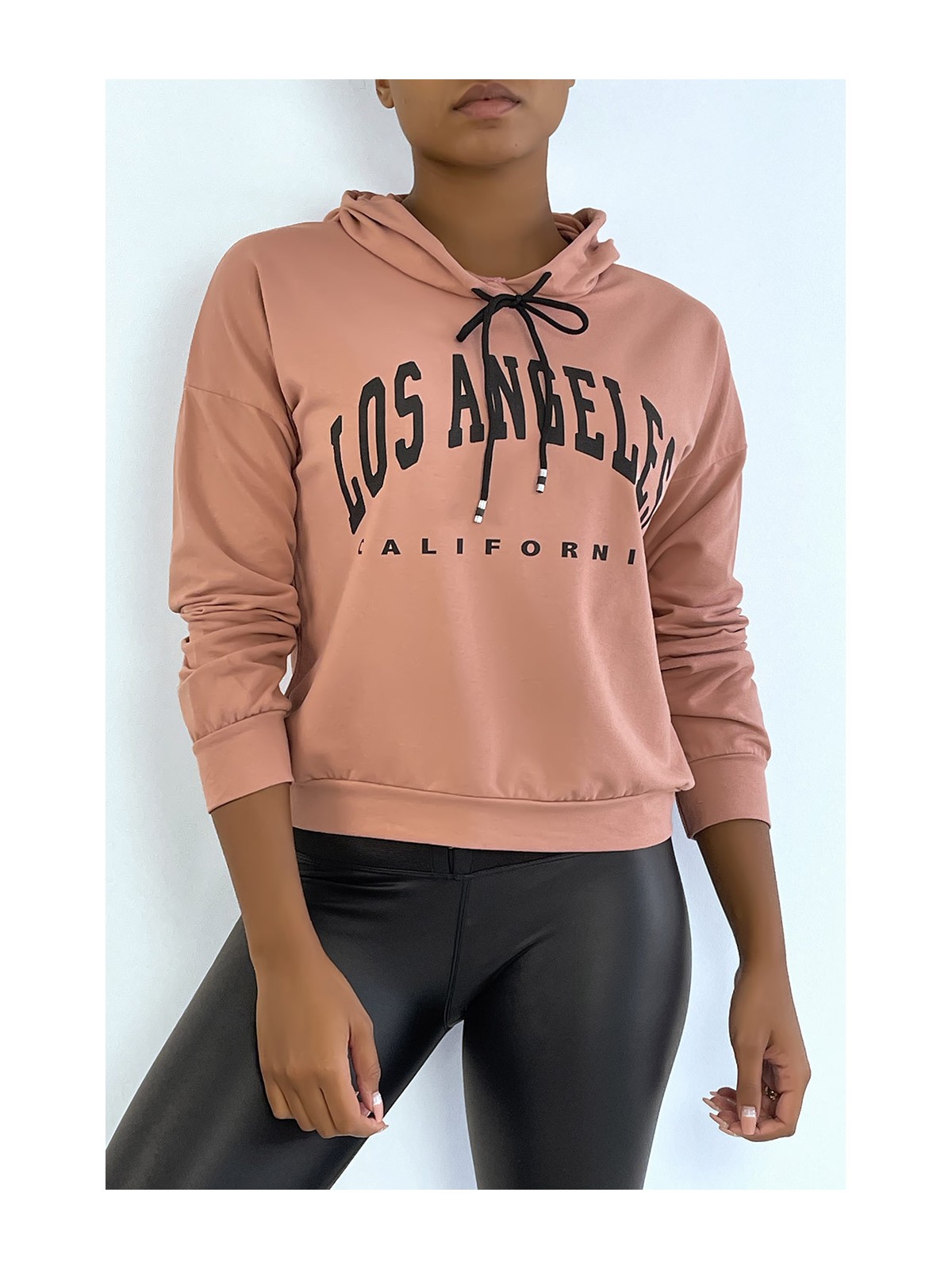 Sweat à capuche rose avec écriture LOS ANGELES CALIFORNIA - 2