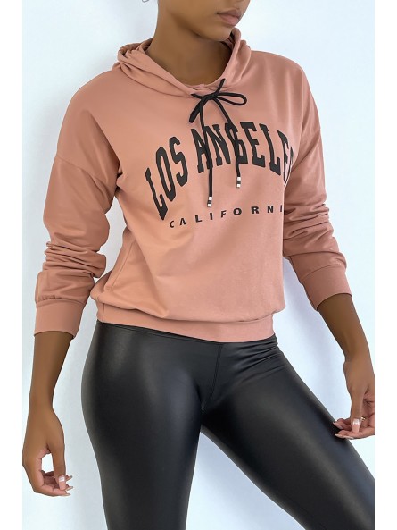 Sweat à capuche rose avec écriture LOS ANGELES CALIFORNIA - 3
