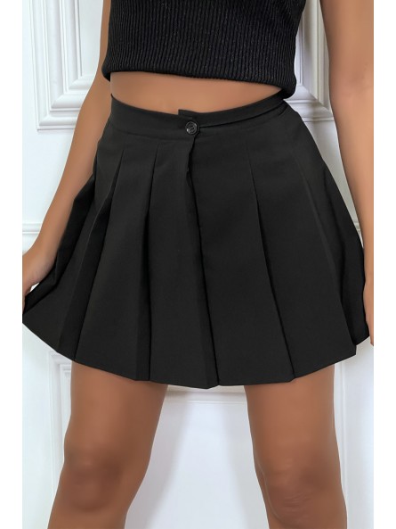 Mini jupe noir plissée - 1