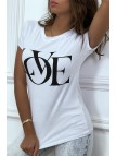 T-shirt basique blanc près du corps inscription "Love" - 2