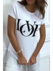 T-shirt basique blanc près du corps inscription "Love" - 5