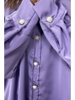 Longue chemise lila satiné et oversize avec bouton perle et doré - 5