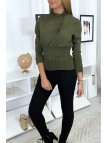 Top blouse kaki style froncé - 3