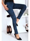 Pantalon Jeans bleu extensible avec poche et motif noir S1317D - 3