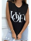 T-shirt sans manches noir à épaulettes et écriture "love" - 2