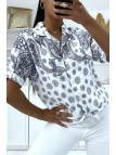 Chemise blanche fluide d'été à motif originaux hyper tendance à joli noeud - 2