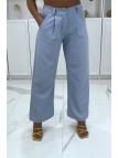 Pantalon palazzo turquoise avec poches et élastique au dos - 2