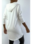 Robe sweatshirt blanche légère à capuche et manches longues - 3