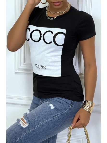 Tee-shirt noir avec impression coco - 2