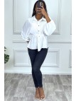 Chemise blanche à cordon à la taille, effet satiné - 4