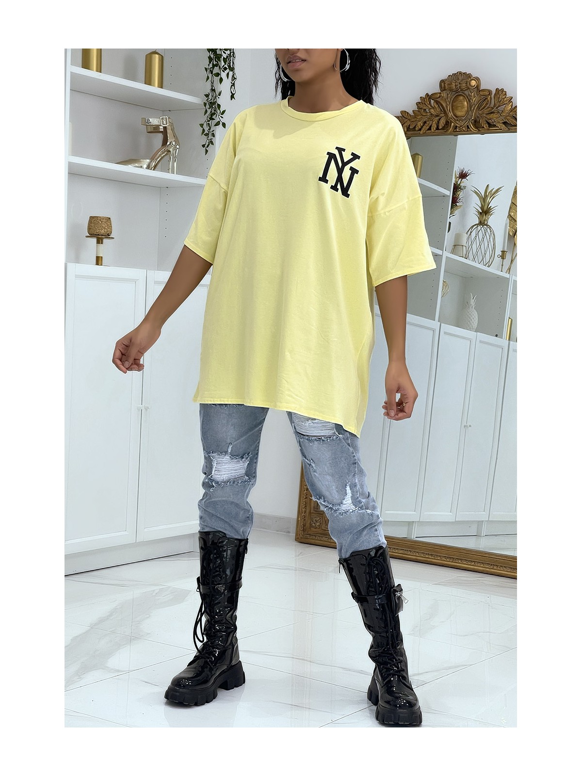 T-shirt oversize jaune NY - 2