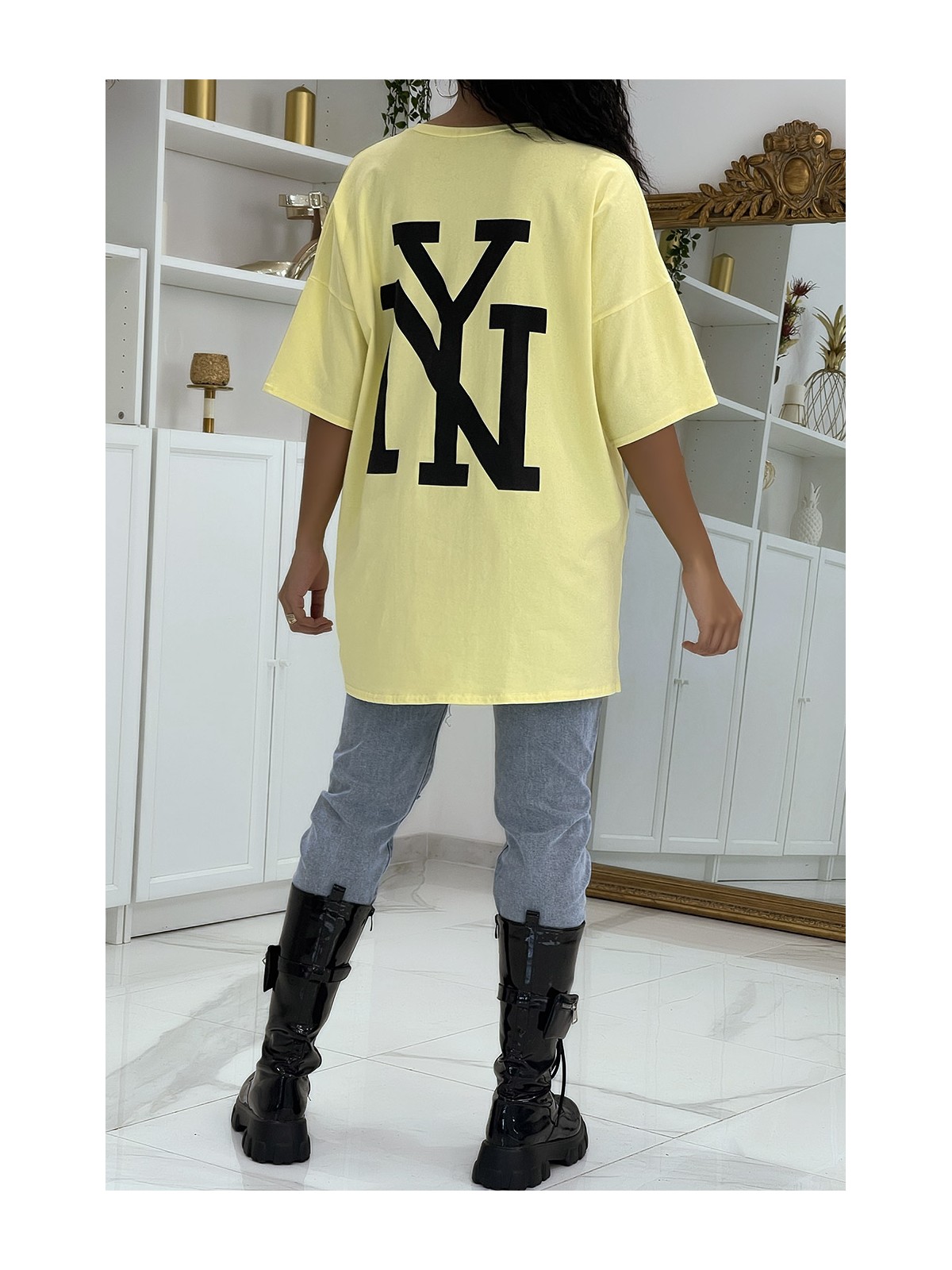 T-shirt oversize jaune NY - 4