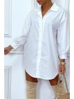 Robe chemise blanche asymétrique en coton - 1