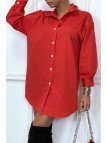 Robe chemise rouge asymétrique en coton - 1