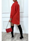 Robe chemise rouge asymétrique en coton - 5
