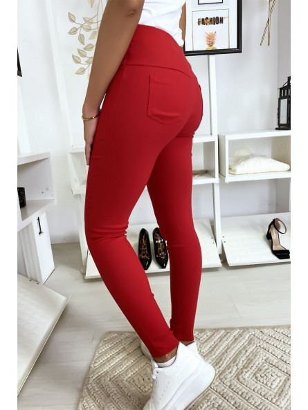 SuSSime pantalon slim rouge avec lacet et boutons avec poches arrières. 9-234 - 7