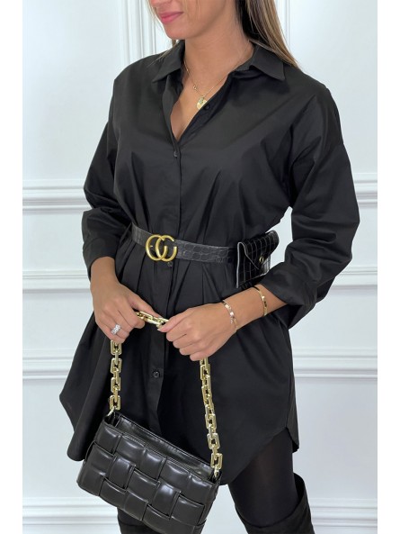 LoLLue chemise noir oversize avec ceinture et pochette - 2