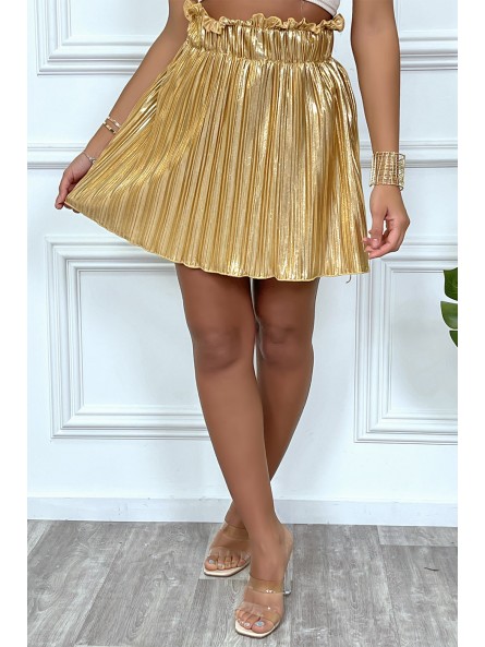Mini jupe dorée plissée - 1