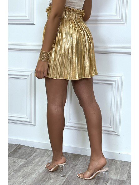 Mini jupe dorée plissée - 3