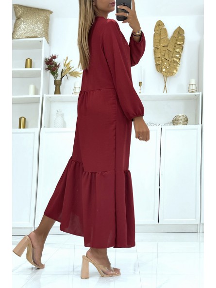 RoBL bordeaux longue oversize manches longues couleur unie idéale pour femme voilée ou couverte - 3