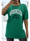 T-shirt Oversize vert à écriture Brooklyn 1998 - 3