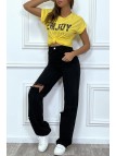 T-EEirt jaune ENJOY avec manches revers et coupe loose. T-shirt femme fashion - 5