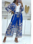 EnKEmble kimono et pantalon fluide royal à motif oriental - 1