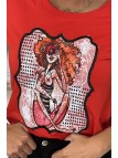 T-RTirt dessin girly rouge - 2
