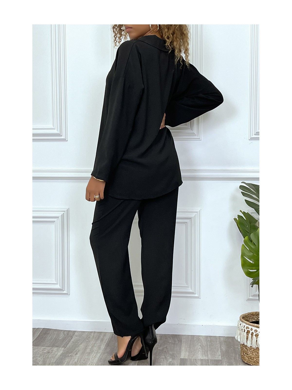 EnSZmble noir tunique et pantalon très tendance et agréable à porter - 6