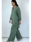 EnLEmble chemise ample et long en vert avec pantalon palazzo - 5