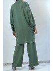 EnLEmble chemise ample et long en vert avec pantalon palazzo - 7