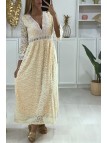 LoLLue robe beige en dentelle avec broderie au col et à la taille - 2