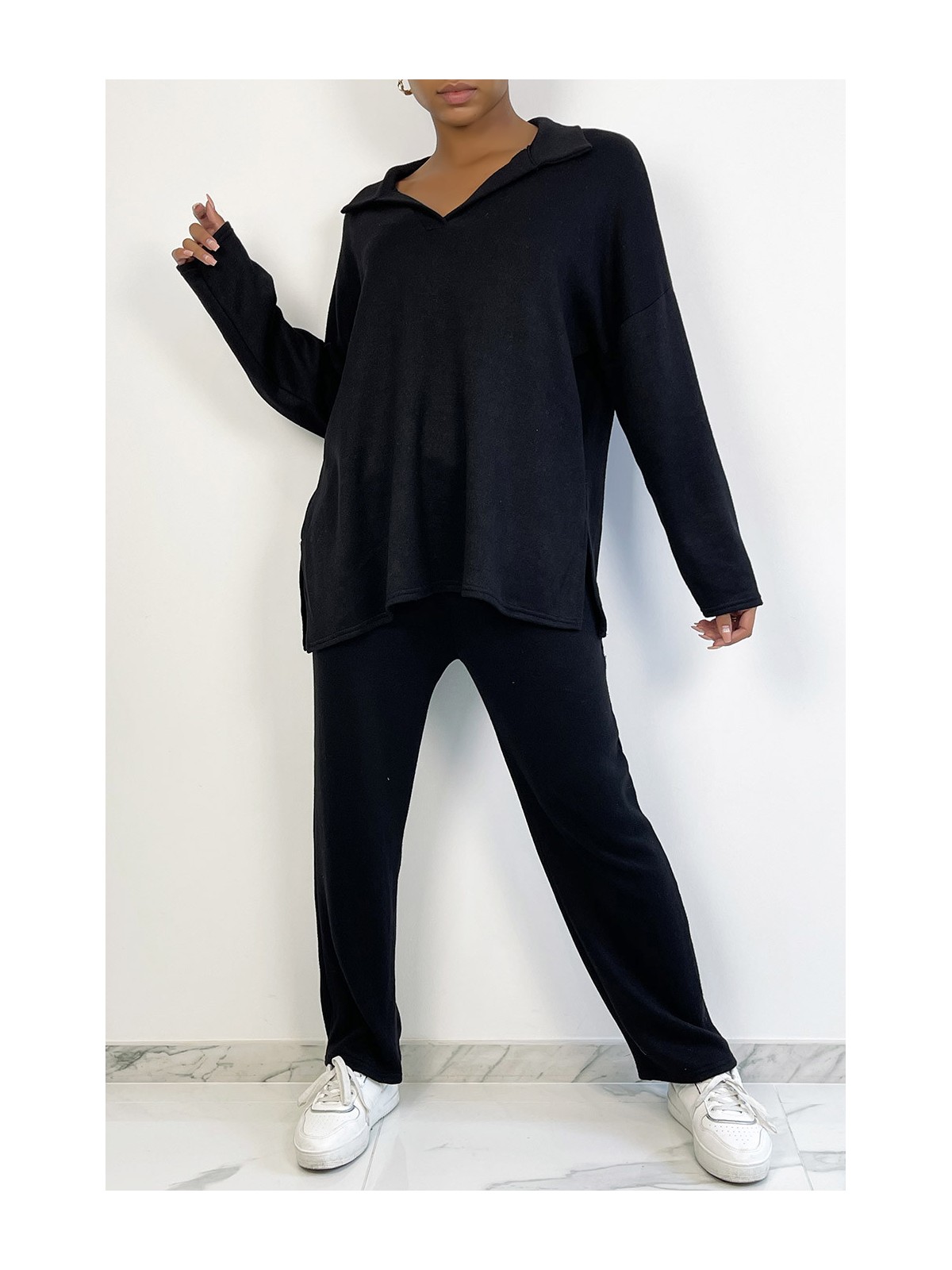 EnETmble tunique et pantalon over size en noir - 2