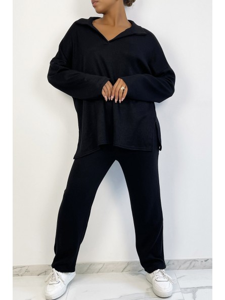 EnETmble tunique et pantalon over size en noir - 3